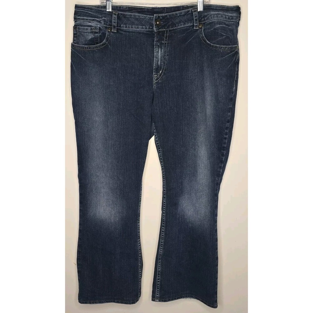 Silver Women's Jeans Suki W42 L32 Curvy Bootcut High Rise Dark Wash Thick Stitch